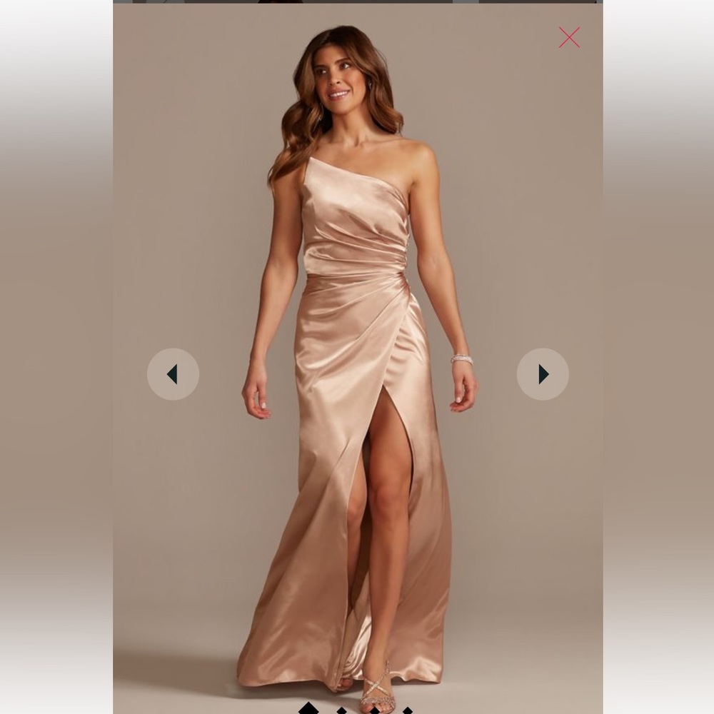 Satin one shoulder maxi formal dress for bridesmaid prom or formal event